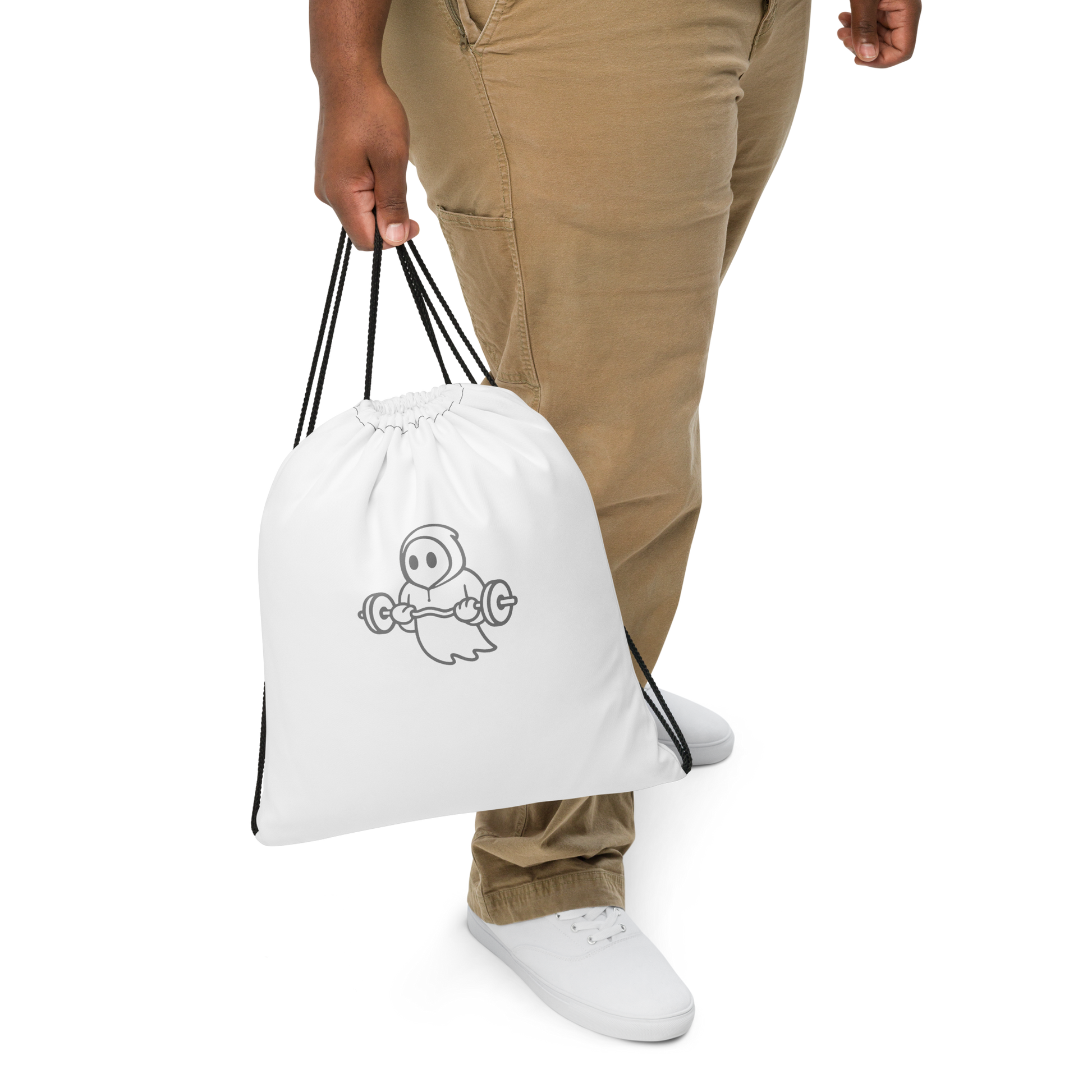 Ghost Fitness Drawstring Bag (White)