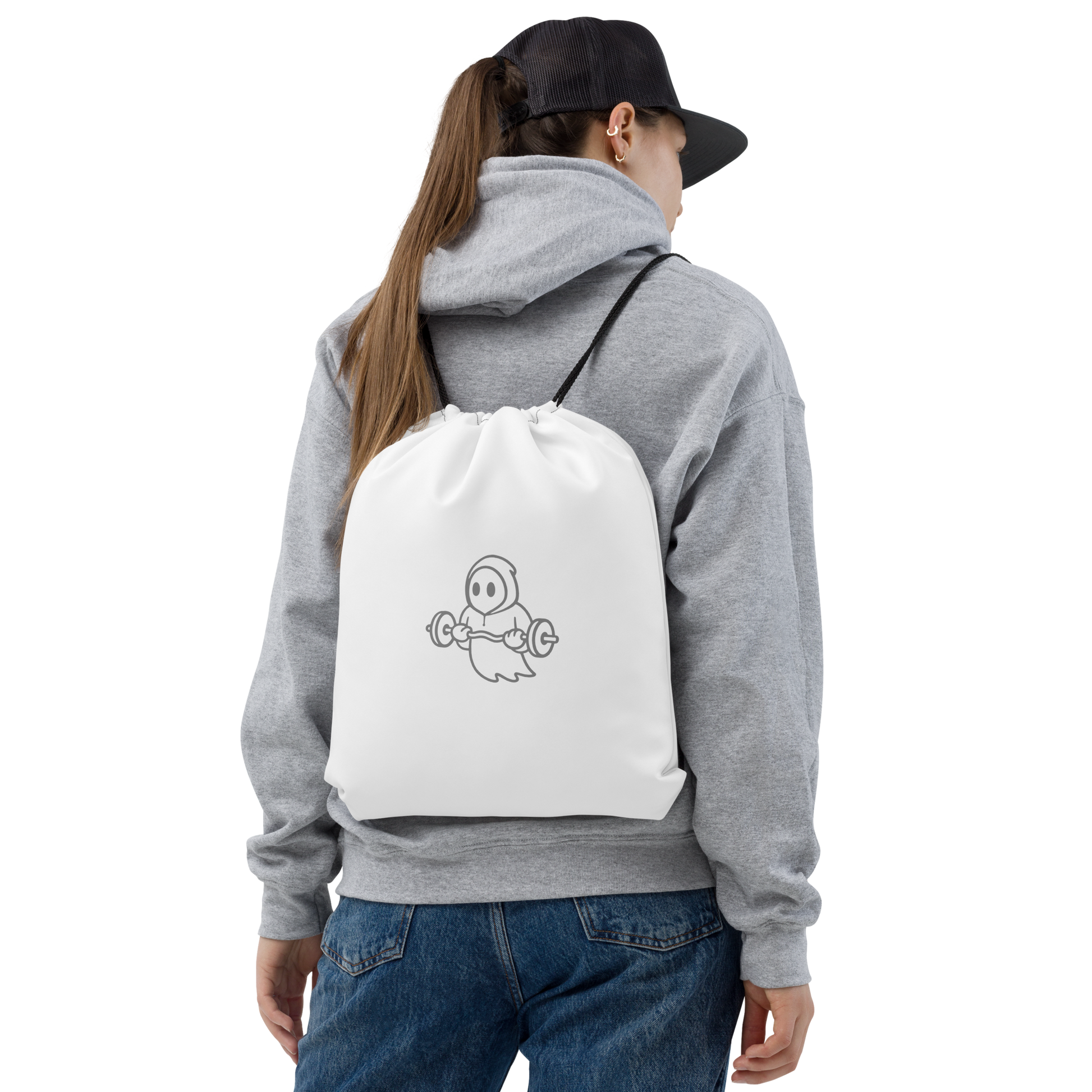 Ghost Fitness Drawstring Bag (White)