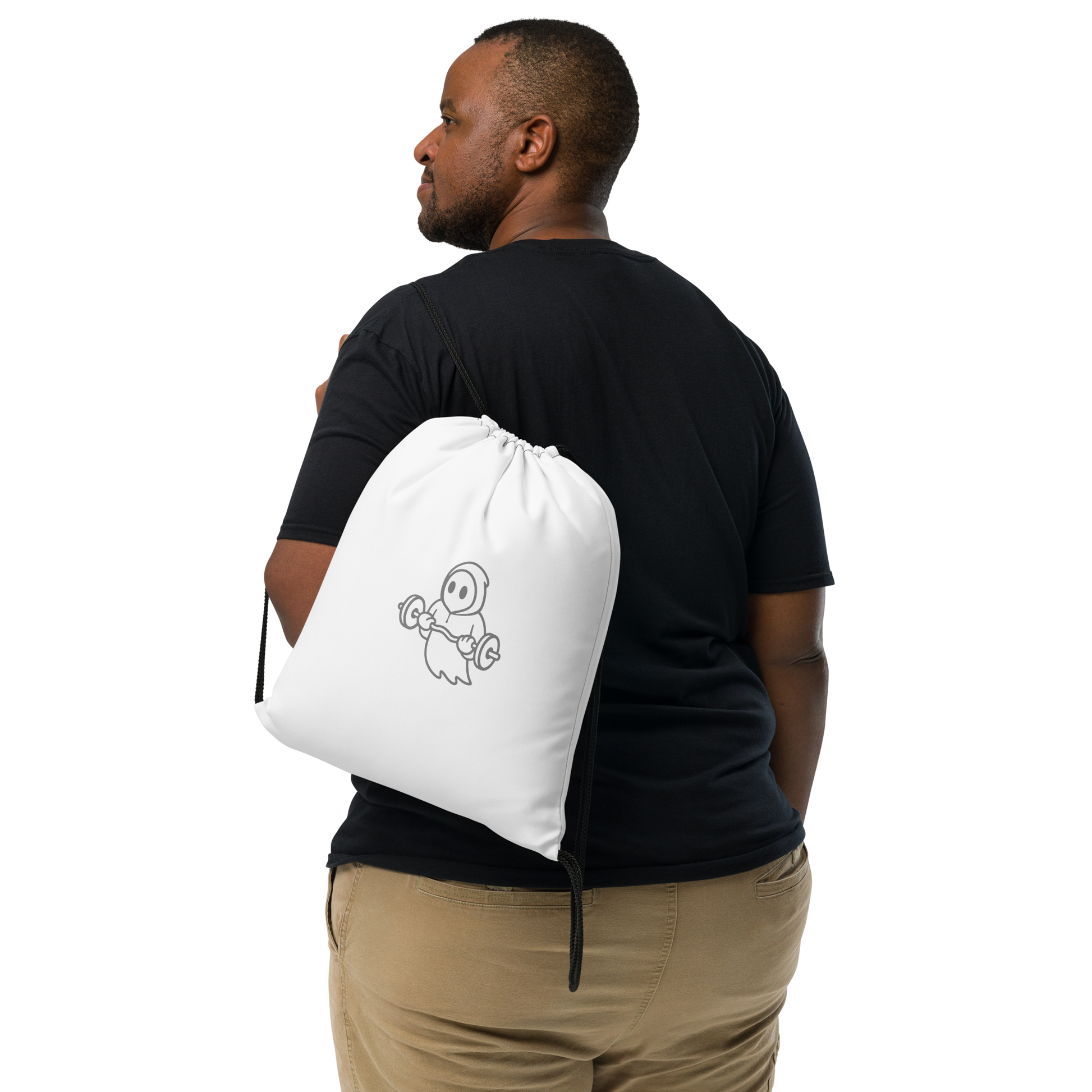 Ghost Fitness Drawstring Bag (White)